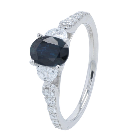 14K WG Lab Grown Diamond & Sapphire Ring <p><strong>Lab Grown </p></strong>