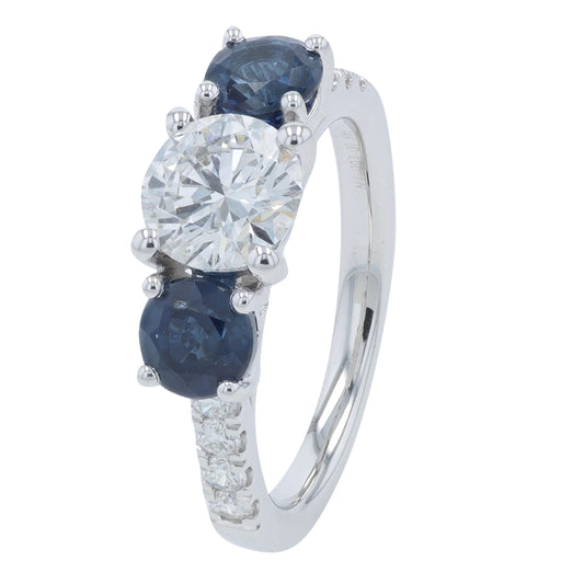 14K WG Lab Grown Diamond & Sapphire Ring <p><strong>Lab Grown </p></strong>