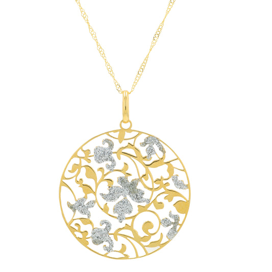 18K TT Floral Pendant