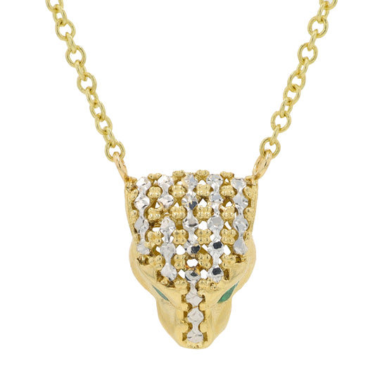 14K YG Panther Head Necklace