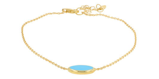 14K YG Blue Enamel Disc Bracelet