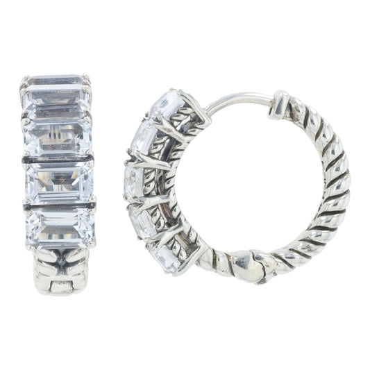 SS EFFY 4.30 CTW White Quartz Hoops