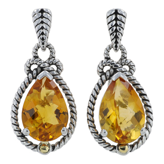 SS/18K WG EFFY 5.45 CT Citrine Earrings