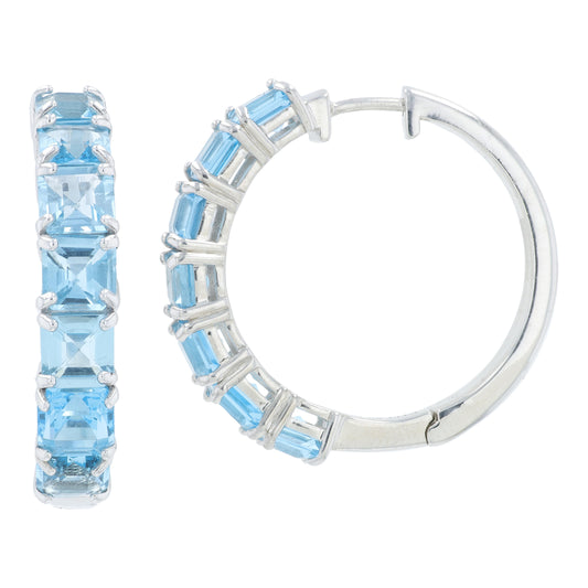 SS EFFY 9.25 CTW Blue Topaz Hoops