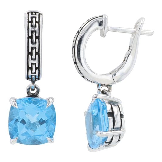 SS EFFY 5 CTW Blue Topaz Earrings