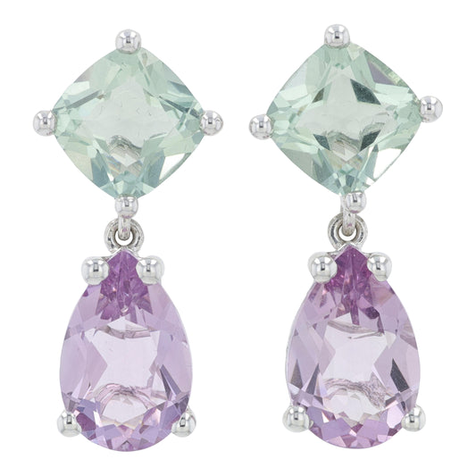 SS EFFY 17.20 CTW Purple & Green Amethyst Earrings