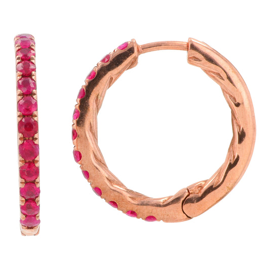 SS/14K RG Plated EFFY .80 CTW Ruby Hoops